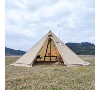 Great Pyramid Tent 500PRO, Large Yurt Teepee Tent for Adults Luxury Camping Tent Waterproof Shelter for Family Festival Glamping Outdoor(Brown)