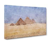 Great Pyramids Of Egypt Painting Modern Art Canvas Wall Art Print Ready to Hang, Framed Picture for Living Room Bedroom Home Office Décor, 20x14 Inch (50x35 cm)