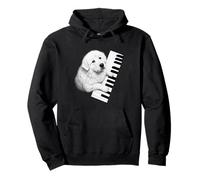 Great Pyrenees Playing Piano Pianist Dog Lover Pullover Hoodie