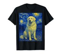Great Pyrenees Starry Night Van Gogh Fluffy Guardian Dog T-Shirt