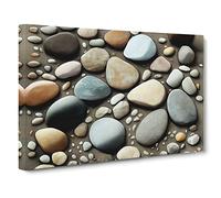 Great River Pebbles Canvas Wall Art Print 30x20 Inch