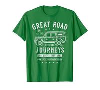 Great Road Journeys | Classic India | Vintage Back Print T-Shirt, Men, Kelly Green, Small