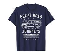 Great Road Journeys | Classic India | Vintage Back Print T-Shirt, Men, Navy Blue, Large