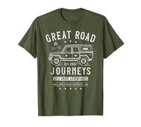 Great Road Journeys | Classic India | Vintage Back Print T-Shirt, Men, Olive Green, Small