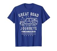 Great Road Journeys | Classic India | Vintage Back Print T-Shirt, Men, Royal Blue, Small
