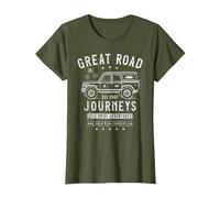 Great Road Journeys | Classic India | Vintage Back Print T-Shirt, Women, Olive Green, Medium