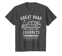 Great Road Journeys | Classic India | Vintage Back Print T-Shirt, Youth, Dark Heather Grey, Large