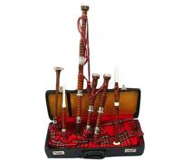 Great Scottish Highland Bagpipe with Royal Stewart Tartan Cover and Accessories - Brown Finish Playable Bagpipes - Silver Mounts Free Tutor Book