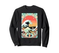 Great Sea Wave Asian Lantern And Floral Japan Ukiyo-e Sweatshirt