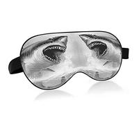 Great Shark in Water with Mouth Open Teeth Eye Masks Cover Blocks Light Sleep Mask Shade Cover Blindfold Relaxing Eyeshade Cover with Adjustable Head Strap for Men Women Kids