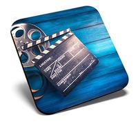 Great Single Coaster Square - 35mm Film Reel Movie Clapper |Glossy Quality Coasters | Tabletop Protection for Any Table Type #44009