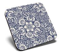 Great Single Coaster Square - Baroque Style Vintage Pattern |Glossy Quality Coasters | Tabletop Protection for Any Table Type #3081