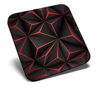 Great Single Coaster Square - Black Red Futuristic Tech Gamer Gaming |Glossy Quality Coasters | Tabletop Protection for Any Table Type #44327