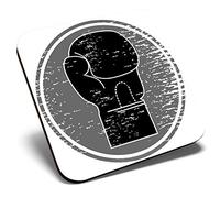 Great Single Coaster Square BW - Boxing Gloves Stamp Boxer MMA Gym |Glossy Quality Coasters | Tabletop Protection for Any Table Type #40277