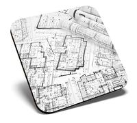 Great Single Coaster Square BW - Construction Uni Architect |Glossy Quality Coasters | Tabletop Protection for Any Table Type #38336