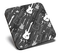 Great Single Coaster Square BW - Electric Guitars Music Band |Glossy Quality Coasters | Tabletop Protection for Any Table Type #35788