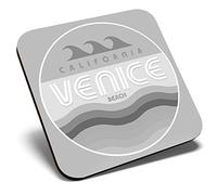 Great Single Coaster Square BW - Venice Beach California USA Surfer Surf |Glossy Quality Coasters | Tabletop Protection for Any Table Type #40496