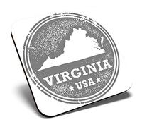 Great Single Coaster Square BW - Virginia USA American State Travel |Glossy Quality Coasters | Tabletop Protection for Any Table Type #40368
