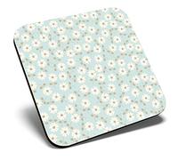 Great Single Coaster Square - Cute Daisy Flowers Duck Egg |Glossy Quality Coasters | Tabletop Protection for Any Table Type #2847