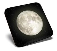 Great Single Coaster Square - Full Moon Night Sky Space Planet |Glossy Quality Coasters | Tabletop Protection for Any Table Type #45082
