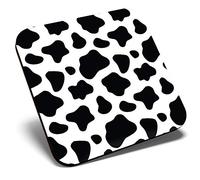 Great Single Coaster Square - Funky Cow Print Pattern Animals |Glossy Quality Coasters | Tabletop Protection for Any Table Type #8463