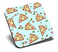 Great Single Coaster Square - Funky Pizza Slices Junk Food |Glossy Quality Coasters | Tabletop Protection for Any Table Type #8381