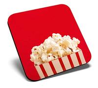 Great Single Coaster Square - Funky Red Popcorn Box Cinema |Glossy Quality Coasters | Tabletop Protection for Any Table Type #24474