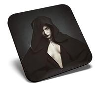 Great Single Coaster Square - Hooded Vampire Woman Goth Gothic |Glossy Quality Coasters | Tabletop Protection for Any Table Type #16189