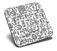 Great Single Coaster Square - Icelandic Viking Symbols Fun |Glossy Quality Coasters | Tabletop Protection for Any Table Type #2507