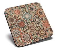 Great Single Coaster Square - Intricate Vintage Pattern Mandala |Glossy Quality Coasters | Tabletop Protection for Any Table Type #21721