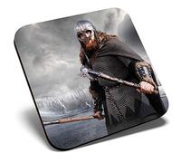 Great Single Coaster Square - Medieval Scandinavian Warrior Viking |Glossy Quality Coasters | Tabletop Protection for Any Table Type #45694