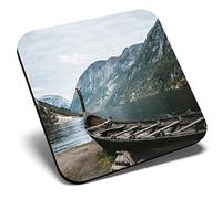 Great Single Coaster Square - Old Viking Boat Norway Landscape |Glossy Quality Coasters | Tabletop Protection for Any Table Type #16288