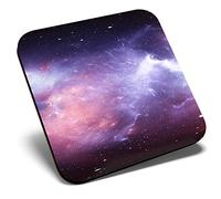 Great Single Coaster Square - Purple Nebula Galaxy Stars Sky |Glossy Quality Coasters | Tabletop Protection for Any Table Type #13289