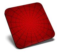 Great Single Coaster Square - Red Spider Web Man Superhero Kids Teen |Glossy Quality Coasters | Tabletop Protection for Any Table Type #24241