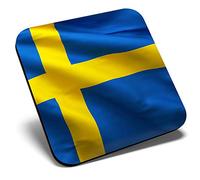 Great Single Coaster Square - Swedish Flying Flag Swedish |Glossy Quality Coasters | Tabletop Protection for Any Table Type #16368