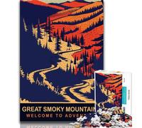Great Smoky Mountains Jigsaw Puzzles for Adults,for Educational Game Challenge Toy for Is Ideal As A Gift for The Whole Family 38x26cm