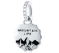 Great Smoky Mountains National Park Charm Pendant, fit Pandora Travel Bracelet/Necklace, 925 Sterling Silver Bear and Mountain Life Dangle Bead, Gift for Anniversary/Hiking Memory