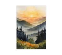 Great Smoky Mountains National Park Misty Mountain Range Natural Landscape Canvas Poster Bedroom Decor Landscape Office Room Decor Gift 20" L X 30" W