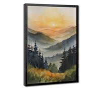 Great Smoky Mountains National Park Misty Mountain Range Natural Landscape Canvas Poster Wall Art Decor Print Picture Paintings for Living Room Bedroom Decoration 16" L X 24" W