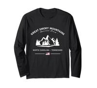 Great Smoky Mountains National Park USA American Flag Long Sleeve T-Shirt