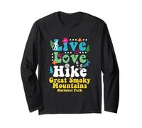 Great Smoky Mountains Retro Hiking Live Love Hike Hippie Long Sleeve T-Shirt