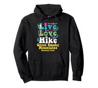 Great Smoky Mountains Retro Hiking Live Love Hike Hippie Pullover Hoodie
