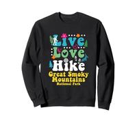 Great Smoky Mountains Retro Hiking Live Love Hike Hippie Sweatshirt