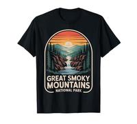 Great Smoky Mountains Retro Sunset Waterfall Nature Sports T-Shirt