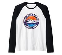 Great Smoky Mountains Vintage Retro Hiking Camping Badge Raglan Baseball Tee
