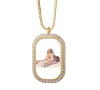 Great Sphinx of Giza in Egypt Necklace Pendant Diamond Crystal Golden Jewelry
