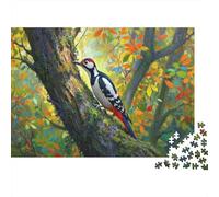 Great Spotted Woodpecker Puzzles 1000 Pieces Challenge Toys for Adults Jungle Bird Impossible Jigsaw Puzzles Educational Game Home Decoration 1000pcs (75x50cm)
