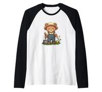 Great Teddy Bear Cultivating Flowers for a Peaceful Mood Raglan Baseball Tee