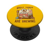 Great Things Are Brewing Coffee Kawaii Cute Funny PopSockets Adhesive PopGrip