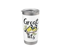 Great Tits Bird Watcher Funny Pun Design Stainless Steel Insulated Tumbler
